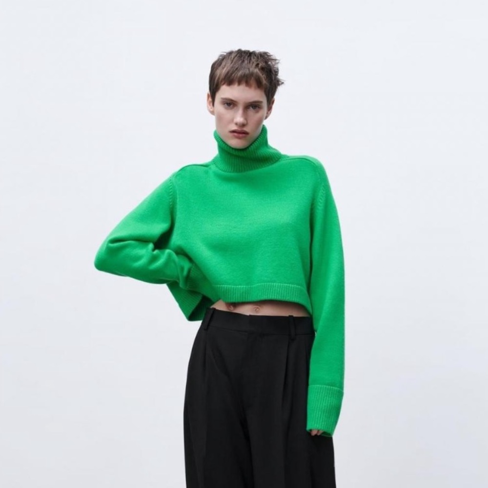 Zara Green Turtleneck Sweater